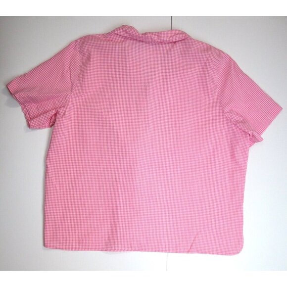 WOMEN'S PINK & WHITE PLAID EMBROIDERED BUTTON-UP TOP - KORET - SIZE 20W - Picture 5 of 5